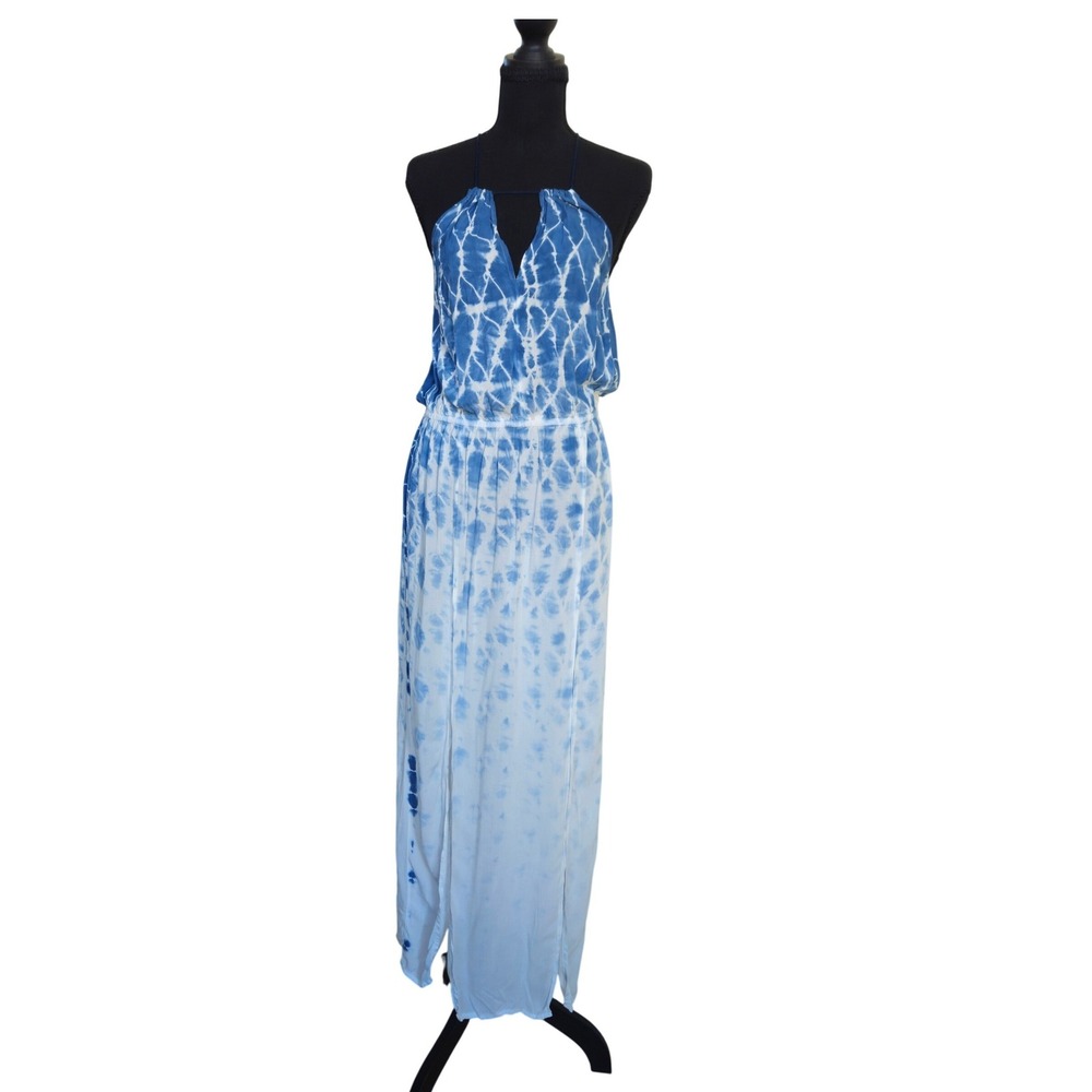 Surf Gypsy Tie Dye Halter Maxi Tassel Slit Medium Beachy Coastal Swim Poolside‎